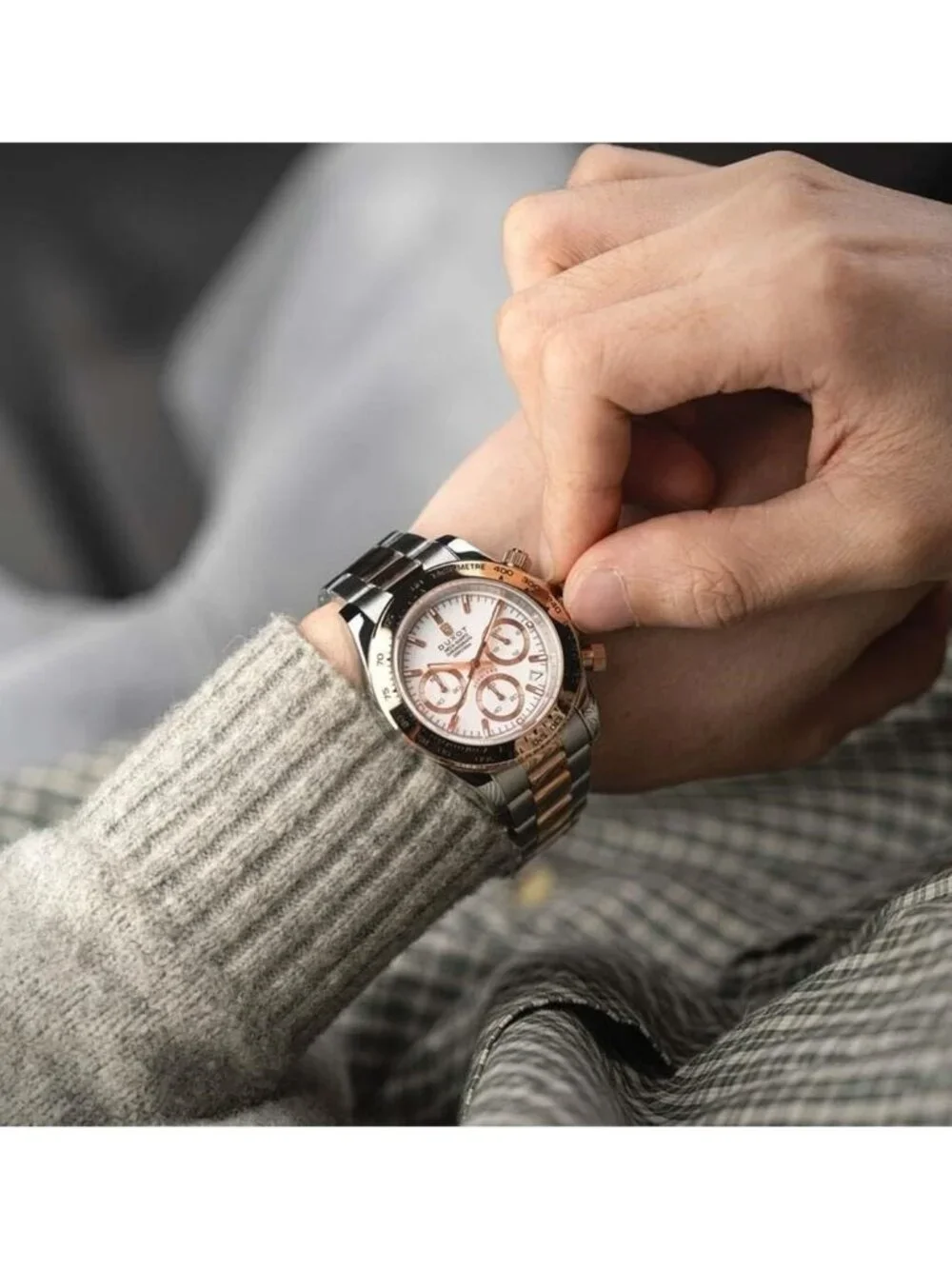 NWT Duxot Accelero Chronograph Tachymeter White Dial Men's Watch